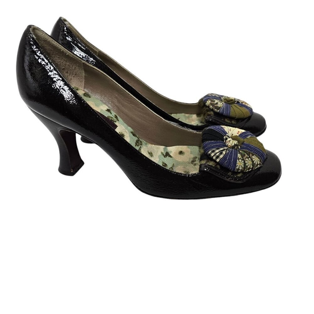 Vintage Y2K Kenzo Black Pinup Maryjane Pumps Decollete Flower Toe